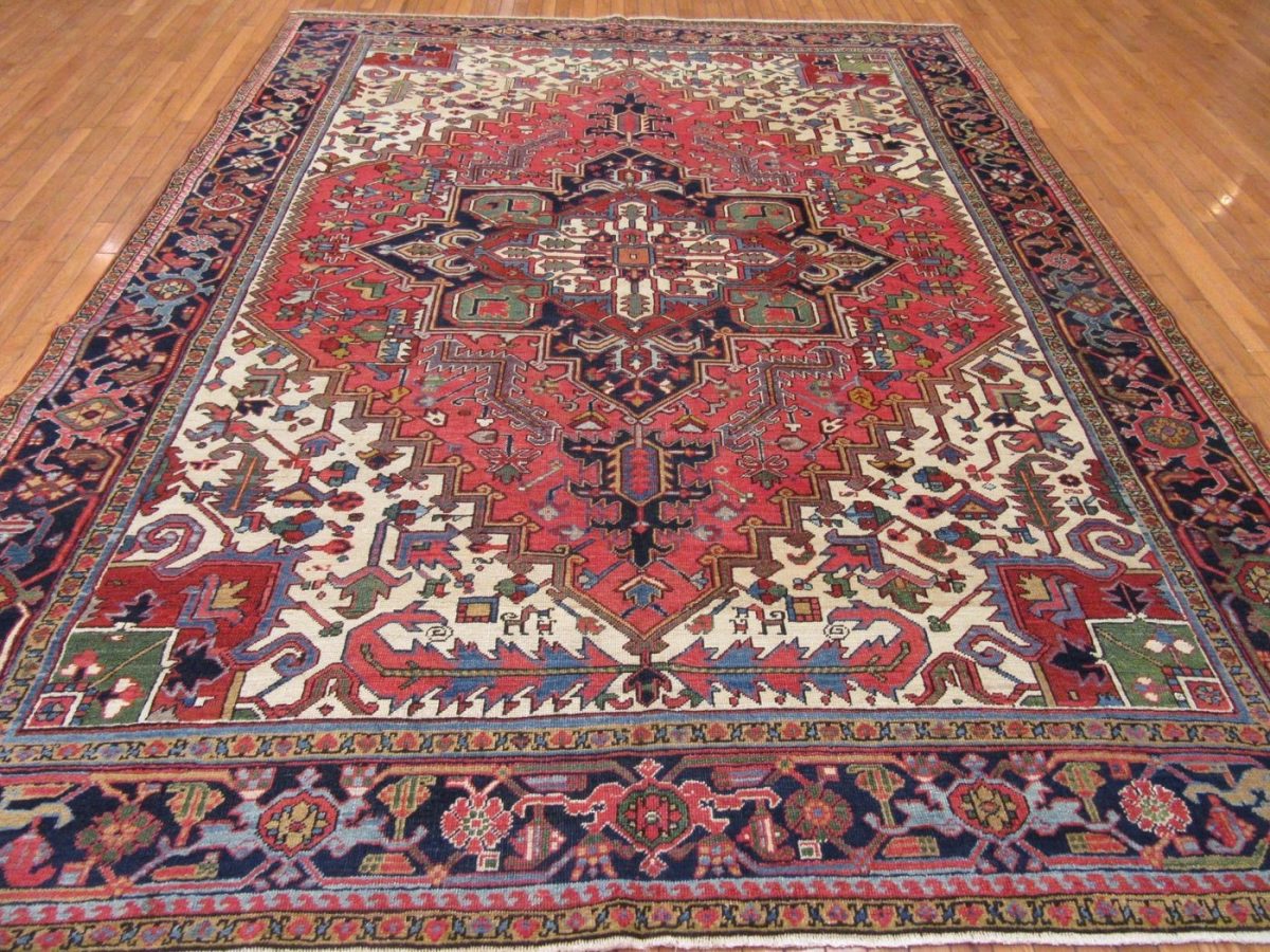 9′ x 12′ Persian Red Heriz Rug Traditional Wool