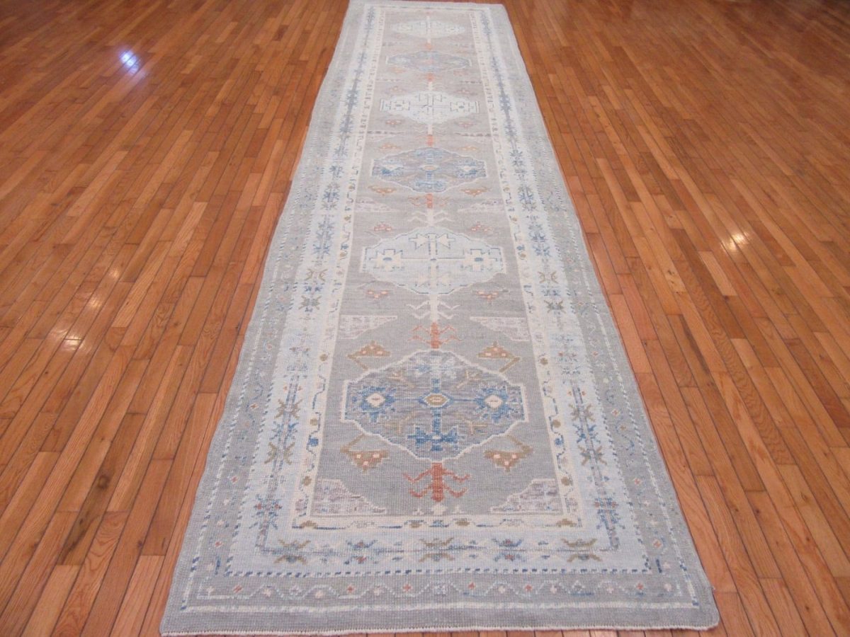 4′ x 16′ Turkish Ivory Oushak Runner Rug Hand Knotted Wool