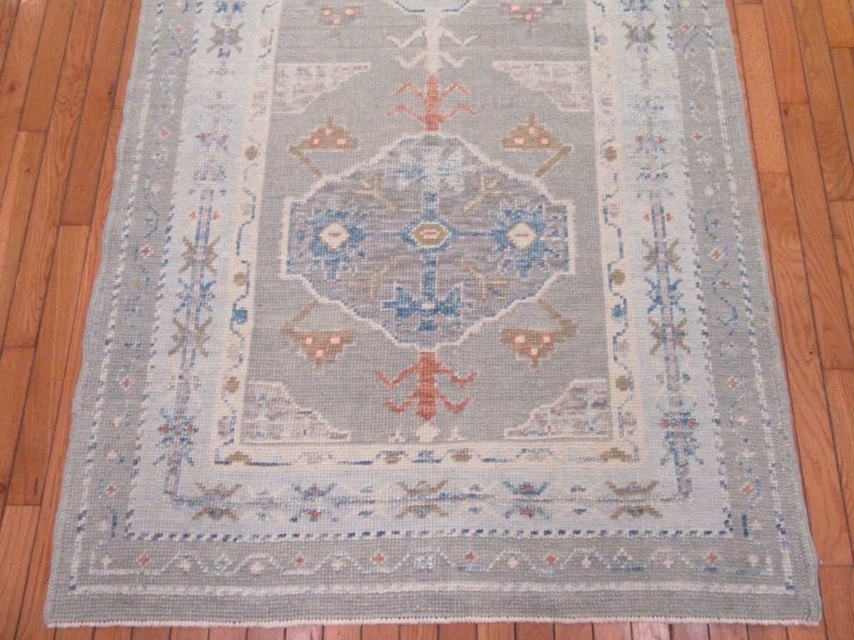 4′ x 16′ Turkish Ivory Oushak Runner Rug Hand Knotted Wool