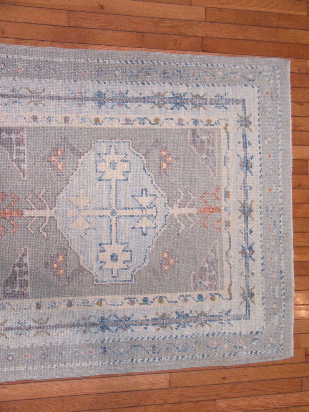 4′ x 16′ Turkish Ivory Oushak Runner Rug Hand Knotted Wool