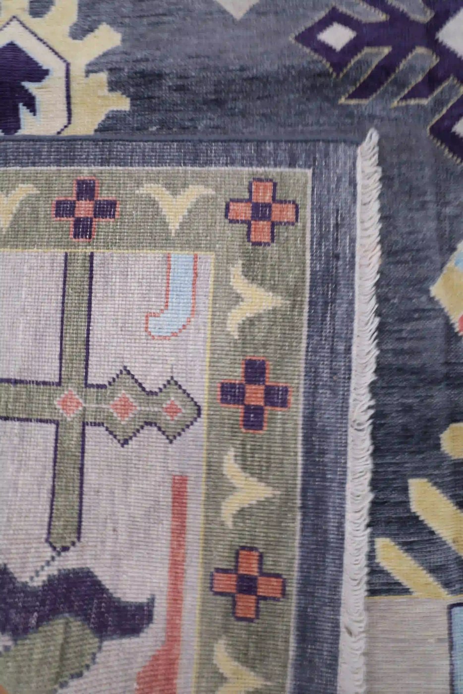 9′ x 12′ Charcoal Grey Hand-Knotted New Turkish Oushak Rug – Transitional Wool