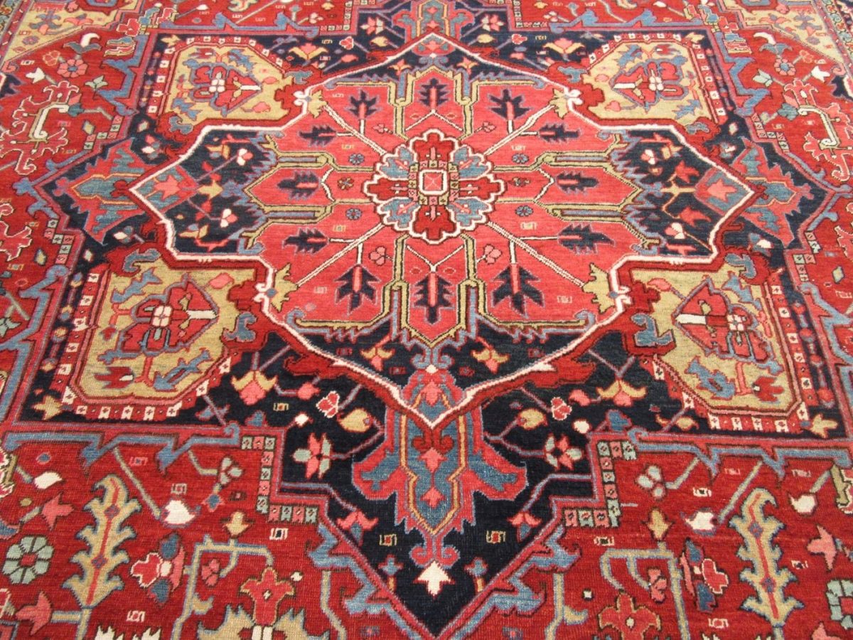 10′ x 13′ Persian Red Heriz Rug Traditional Hand-Knotted Wool