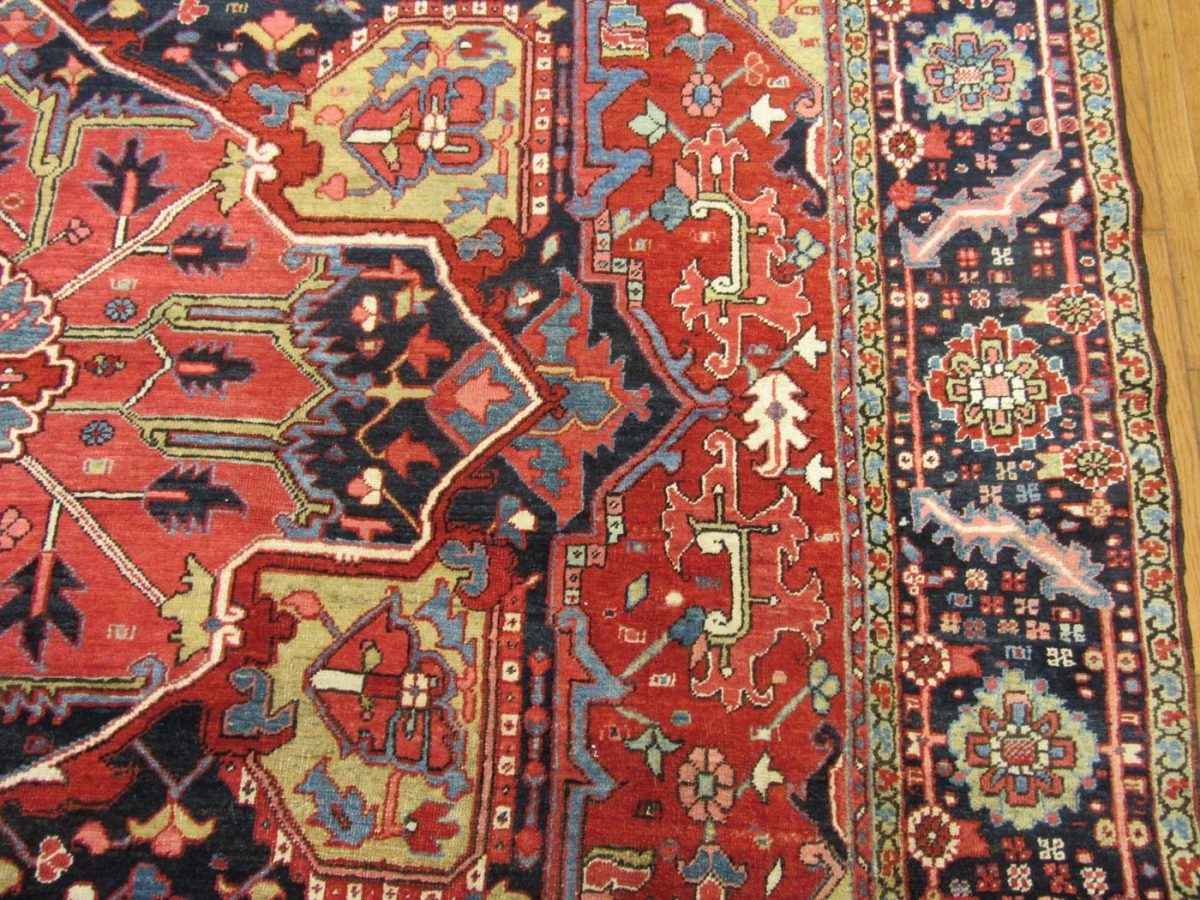 10′ x 13′ Persian Red Heriz Rug Traditional Hand-Knotted Wool