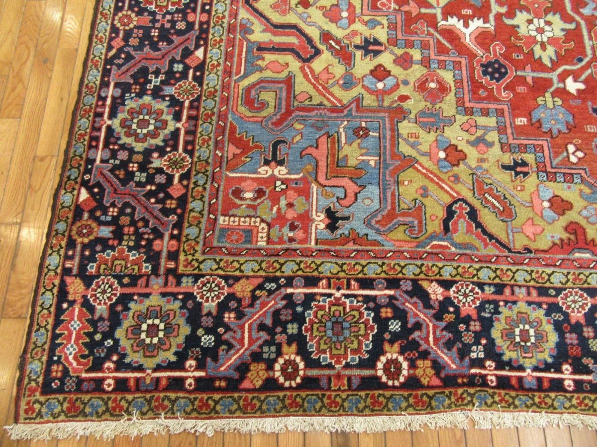 10′ x 13′ Persian Red Heriz Rug Traditional Hand-Knotted Wool