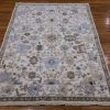 4′ x 6′ Ivory Fine Hand-Knotted Indian Oushak Rug – Transitional Wool