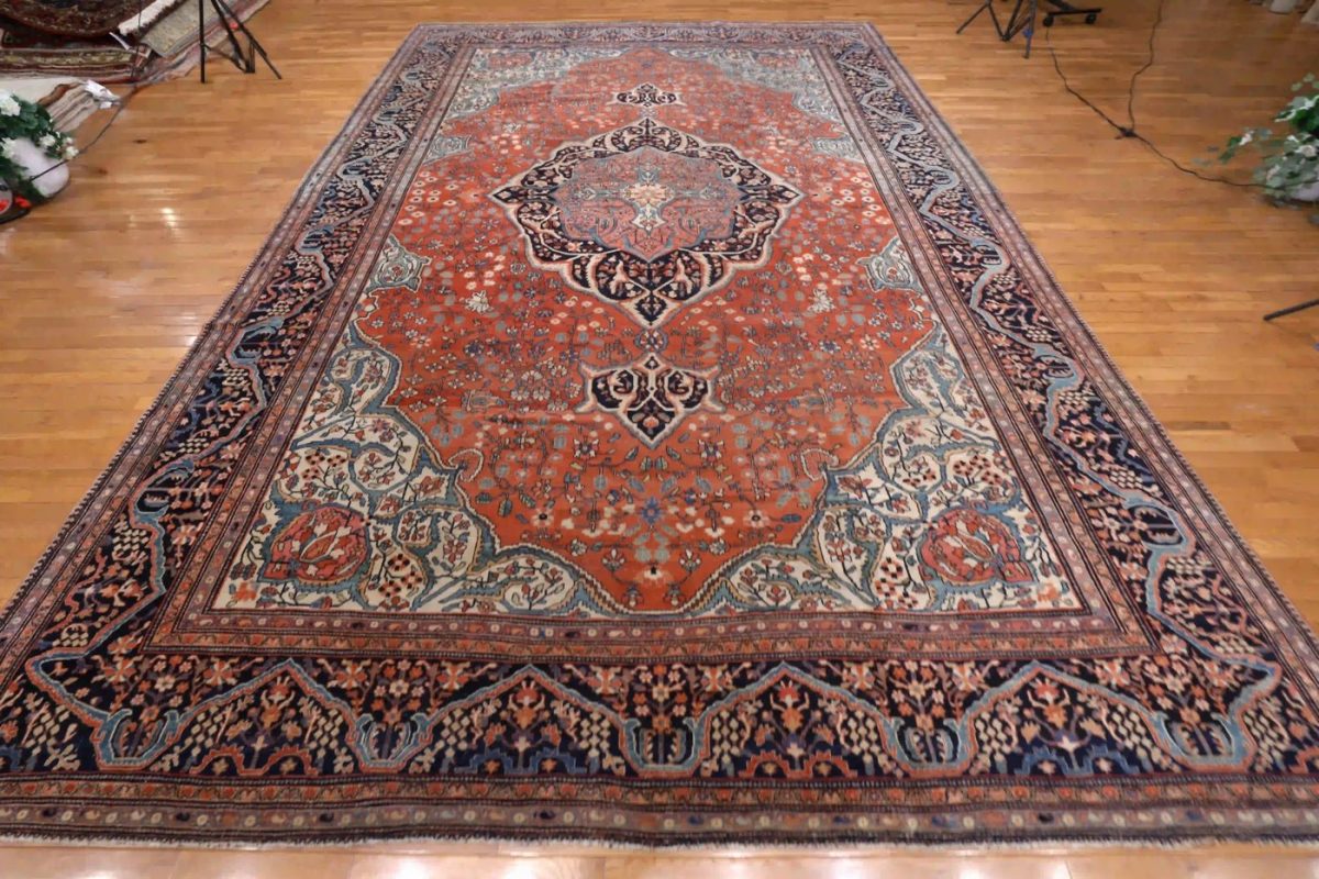 11′ x 15′ Red Fine Hand-Knotted Persian Sarouk Farahan Rug – Traditional Wool