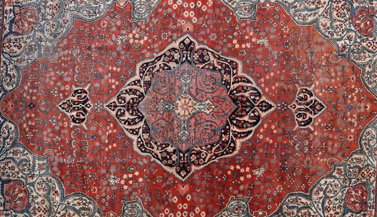 11′ x 15′ Red Fine Hand-Knotted Persian Sarouk Farahan Rug – Traditional Wool