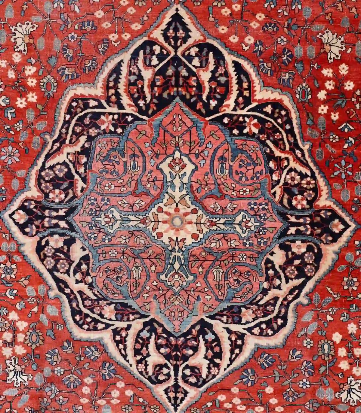 11′ x 15′ Red Fine Hand-Knotted Persian Sarouk Farahan Rug – Traditional Wool