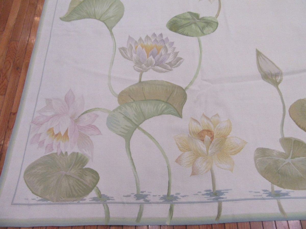 10′ x 14′ Floral Aubusson Contemporary Rug – Handwoven Wool