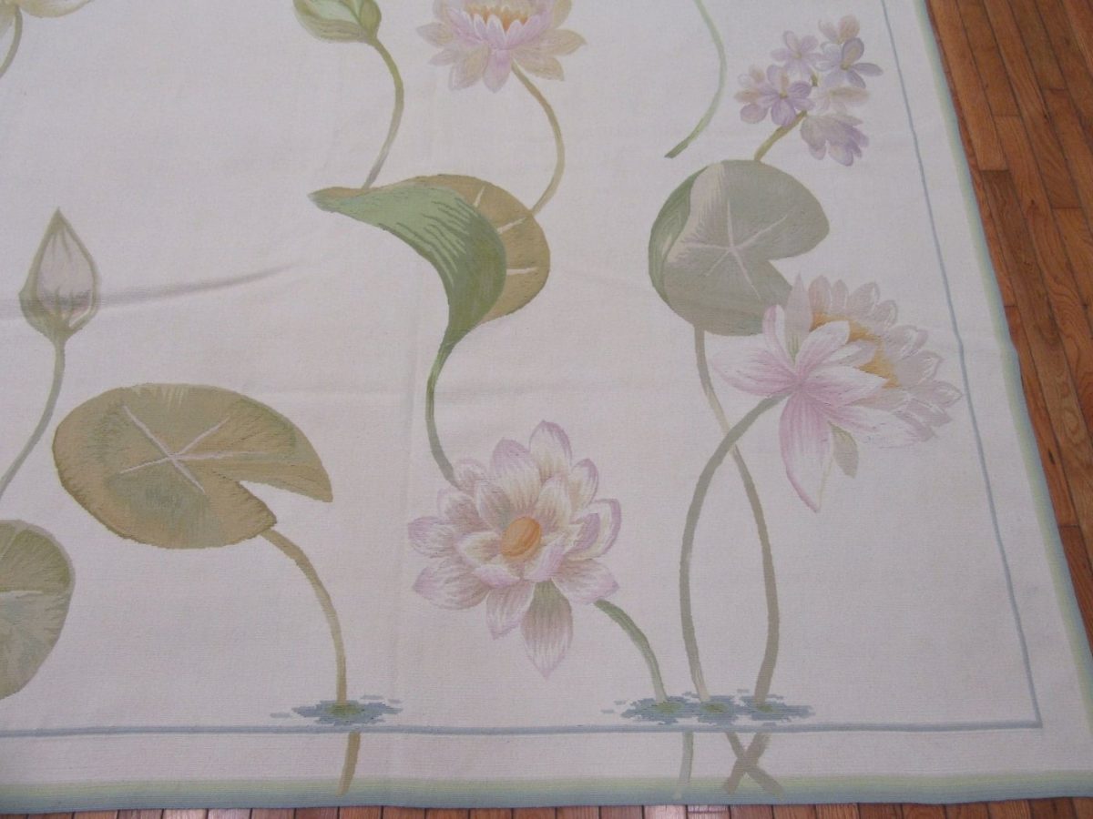 10′ x 14′ Floral Aubusson Contemporary Rug – Handwoven Wool