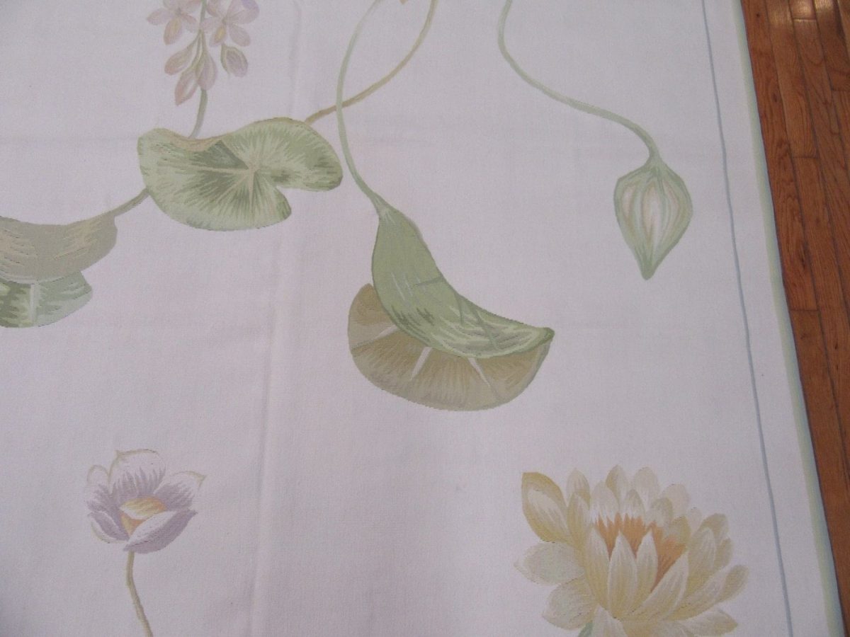 10′ x 14′ Floral Aubusson Contemporary Rug – Handwoven Wool