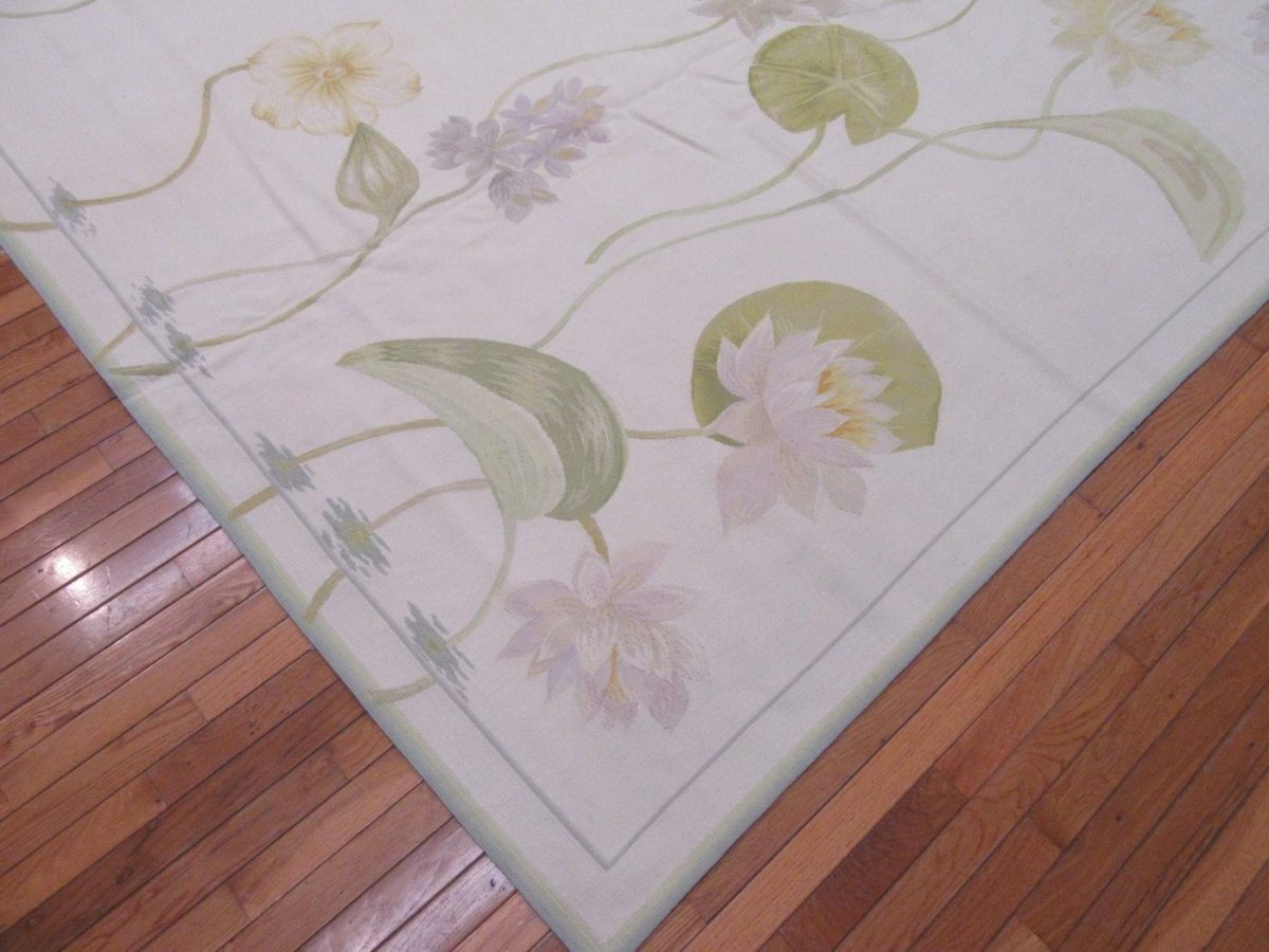 10′ x 14′ Floral Aubusson Contemporary Rug – Handwoven Wool