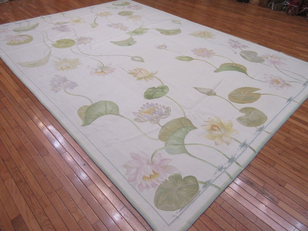 10′ x 14′ Floral Aubusson Contemporary Rug – Handwoven Wool