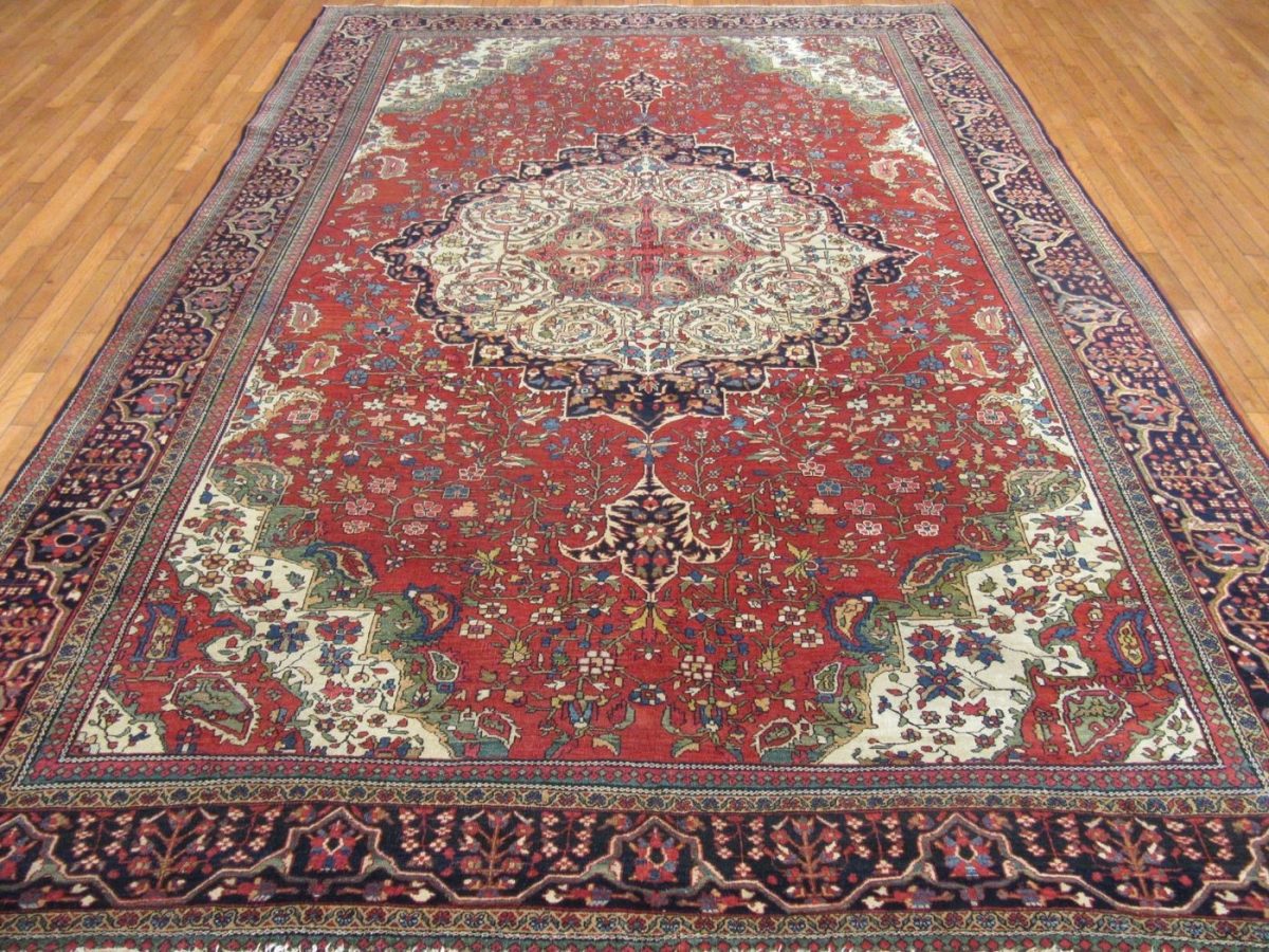 9′ x 12′ Persian Red Sarouk Farahan Rug – Hand-Knotted Wool