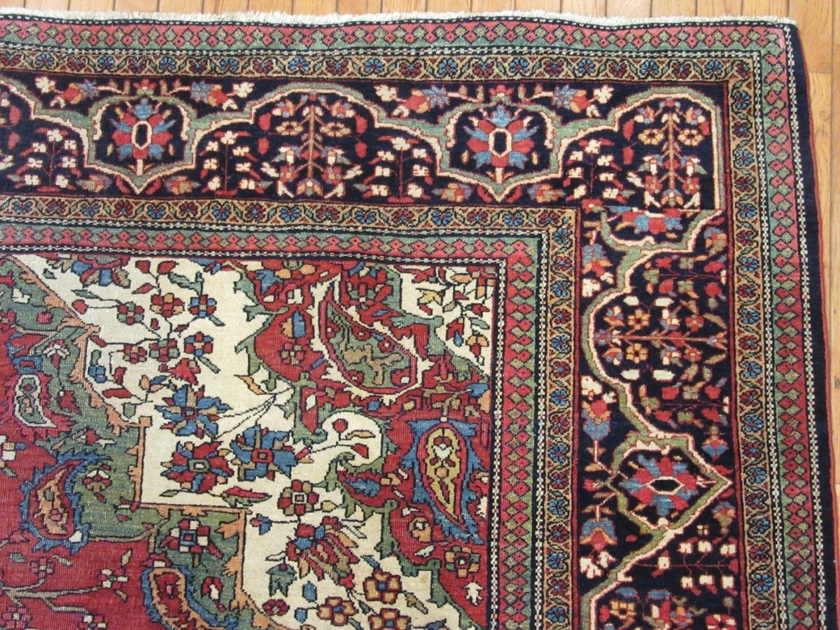 9′ x 12′ Persian Red Sarouk Farahan Rug – Hand-Knotted Wool