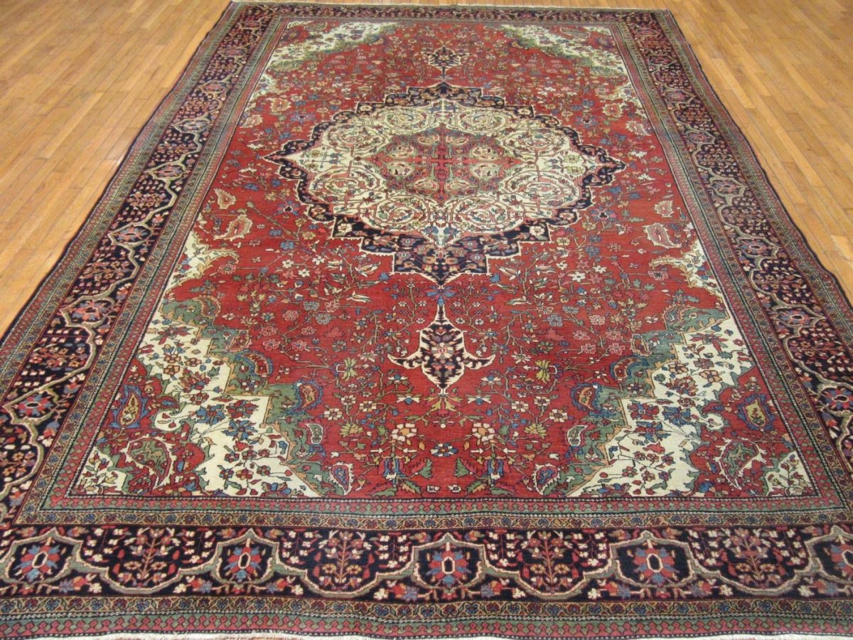 9′ x 12′ Persian Red Sarouk Farahan Rug – Hand-Knotted Wool
