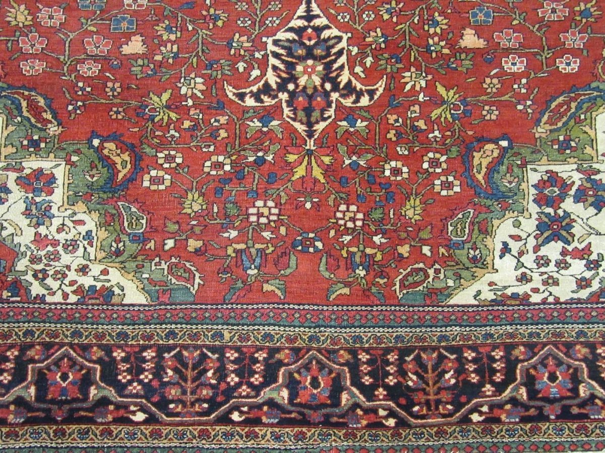 9′ x 12′ Persian Red Sarouk Farahan Rug – Hand-Knotted Wool
