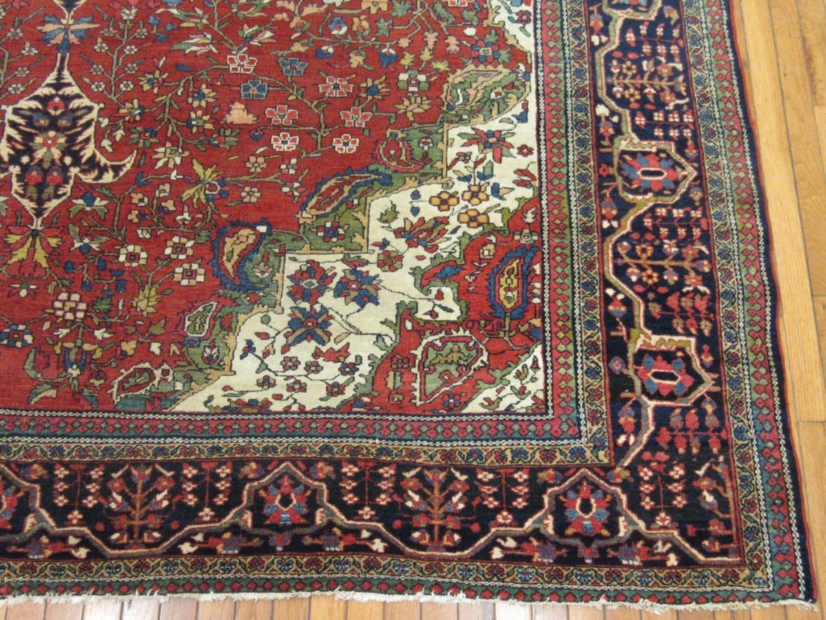 9′ x 12′ Persian Red Sarouk Farahan Rug – Hand-Knotted Wool