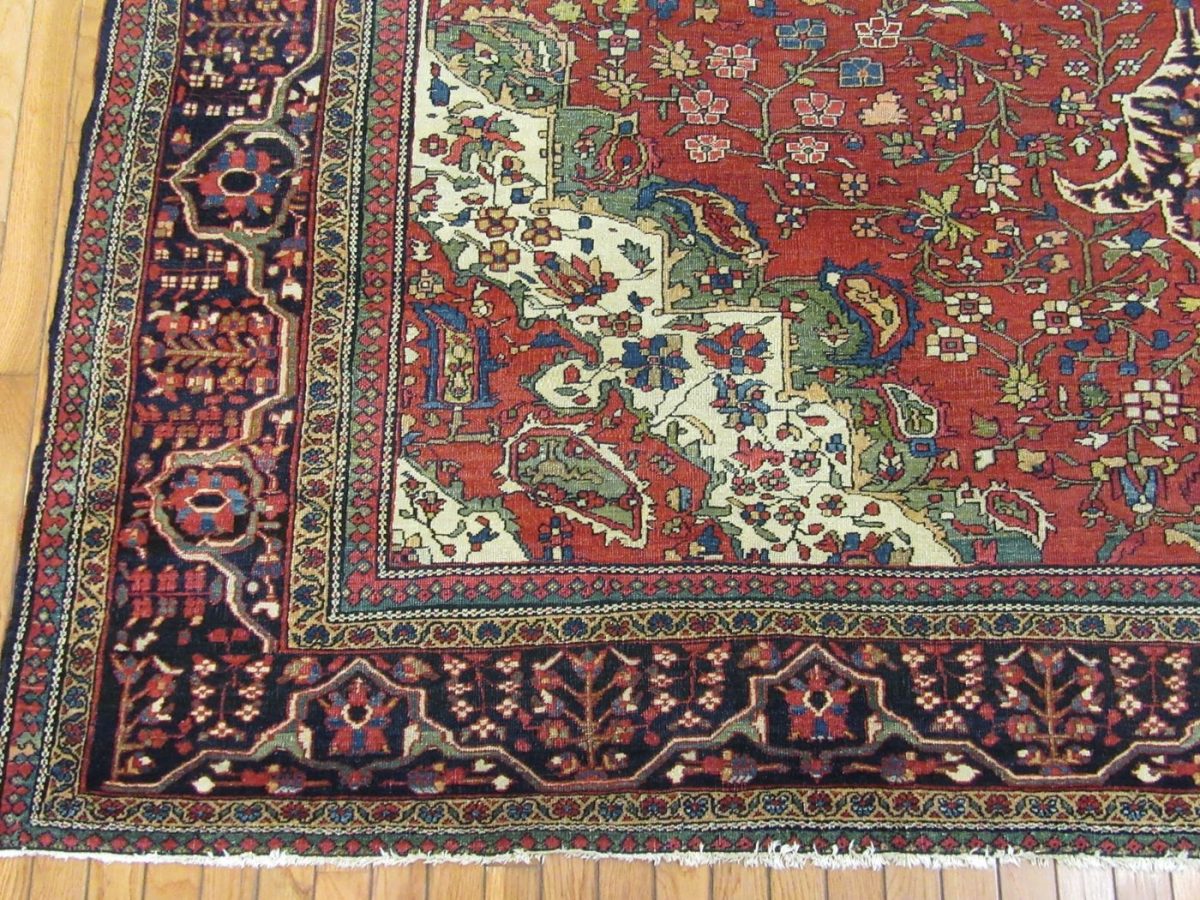 9′ x 12′ Persian Red Sarouk Farahan Rug – Hand-Knotted Wool