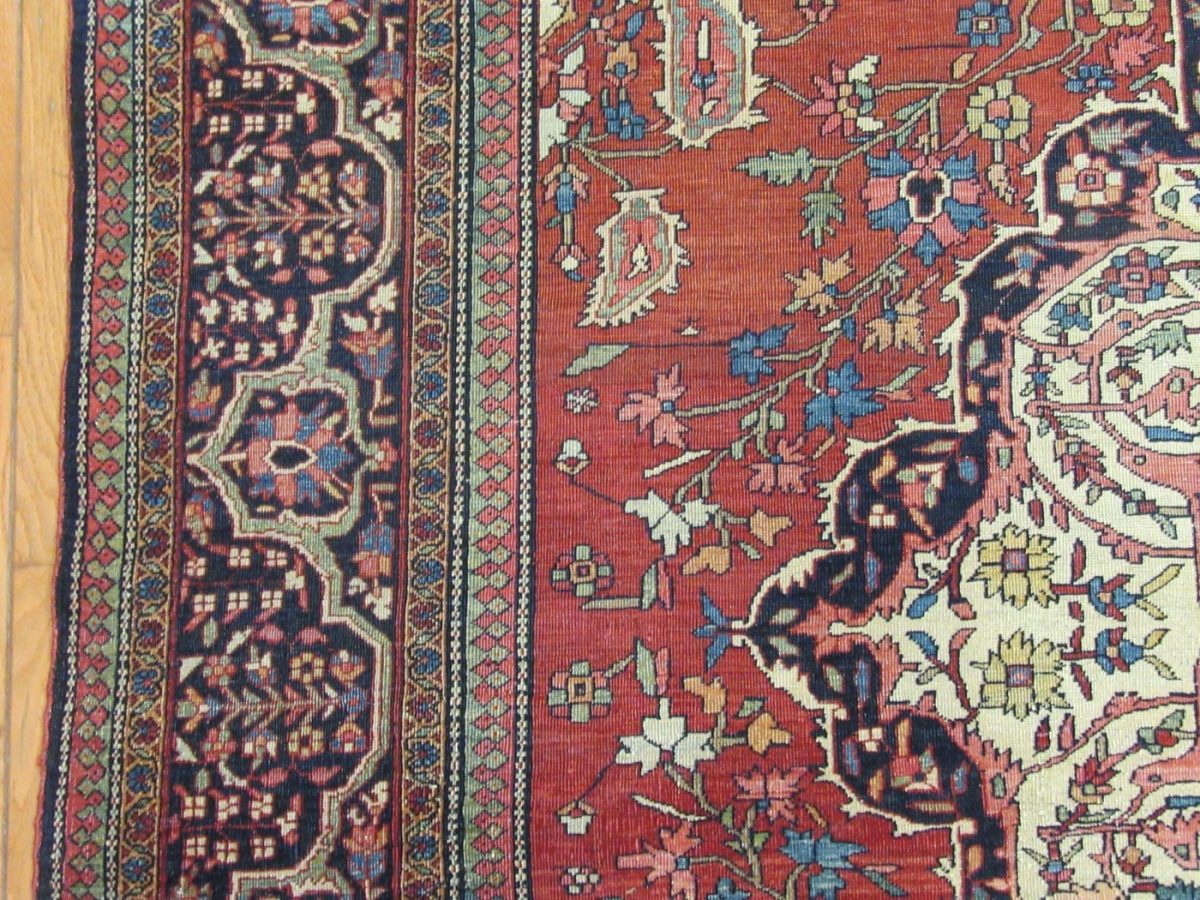 9′ x 12′ Persian Red Sarouk Farahan Rug – Hand-Knotted Wool