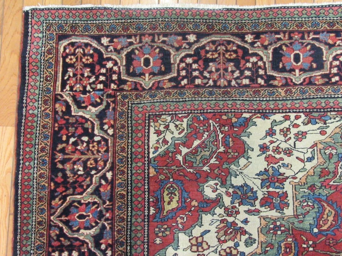 9′ x 12′ Persian Red Sarouk Farahan Rug – Hand-Knotted Wool