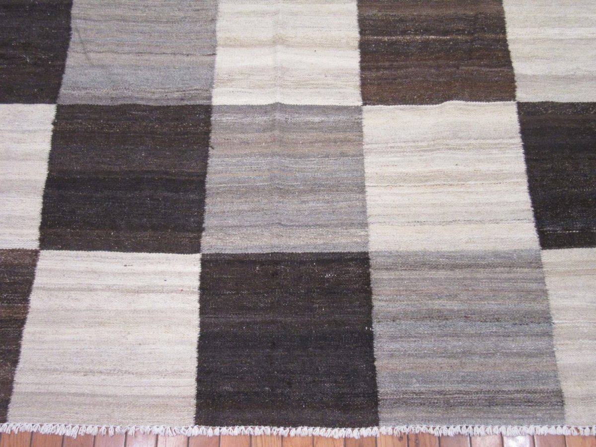 8′ x 10′ Modern Gray Kilim Rug – Handwoven Wool - 3 8′ x 10′ Modern Gray Kilim Rug – Handwoven Wool