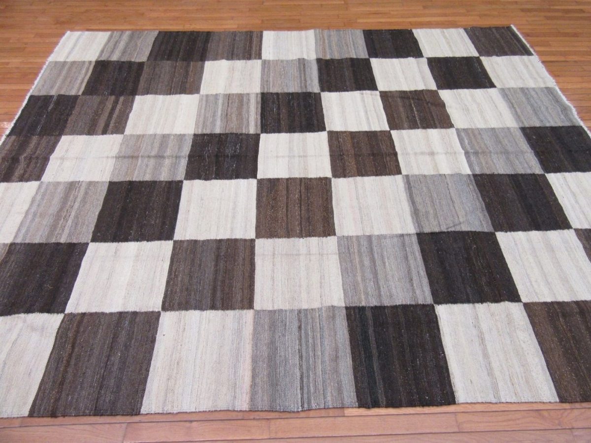 8′ x 10′ Modern Gray Kilim Rug – Handwoven Wool - 4 8′ x 10′ Modern Gray Kilim Rug – Handwoven Wool