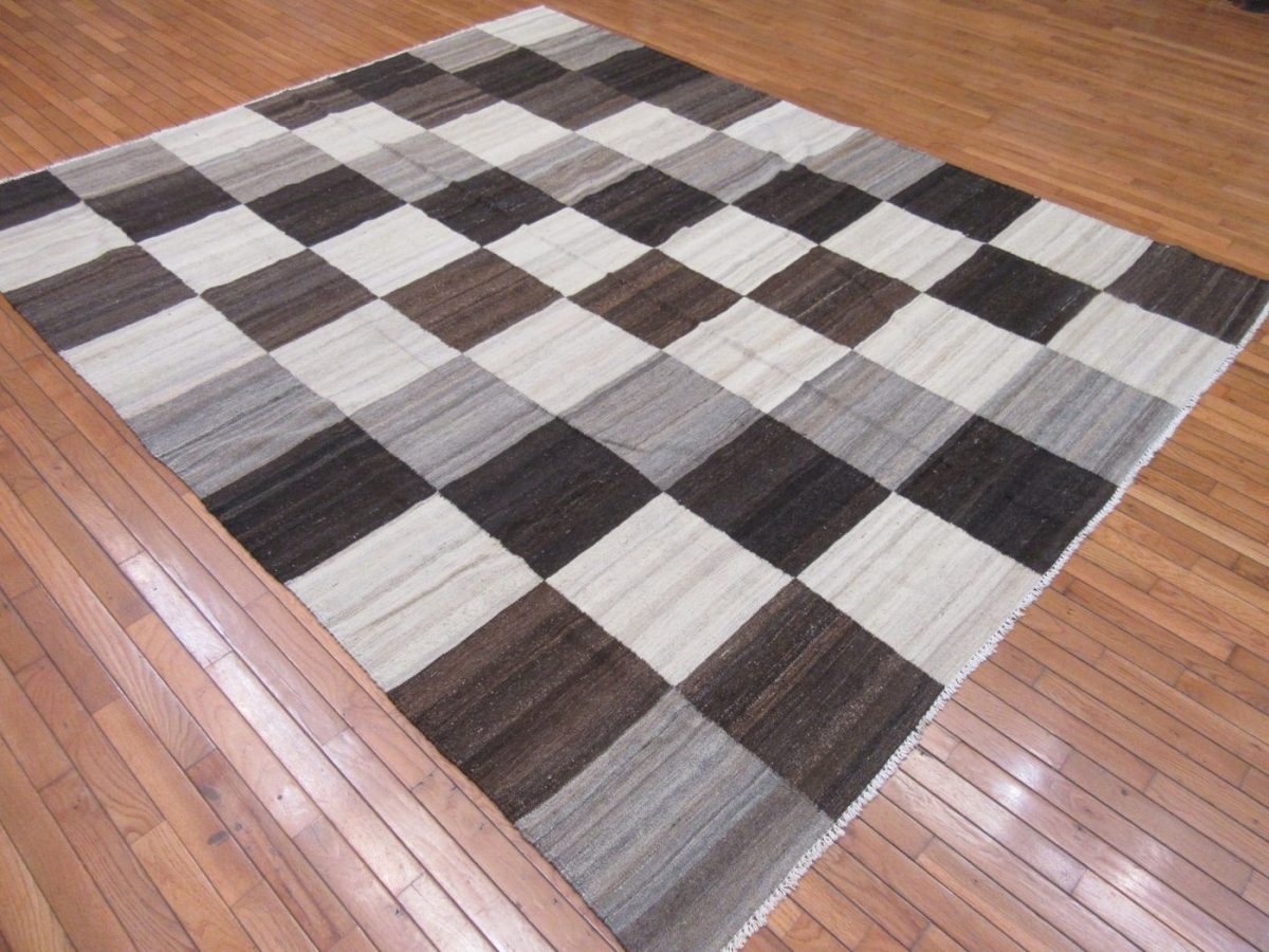 8′ x 10′ Modern Gray Kilim Rug – Handwoven Wool - 5 8′ x 10′ Modern Gray Kilim Rug – Handwoven Wool
