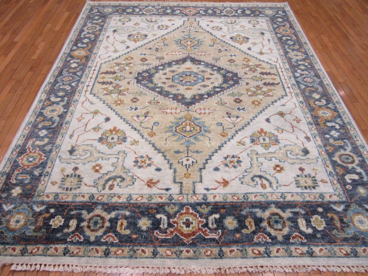 8′ x 10′ Indian Gold Ziegler Rug – Hand-Knotted Wool