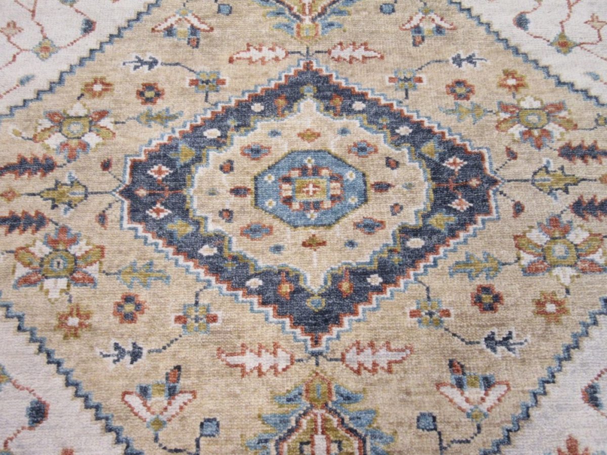 8′ x 10′ Indian Gold Ziegler Rug – Hand-Knotted Wool