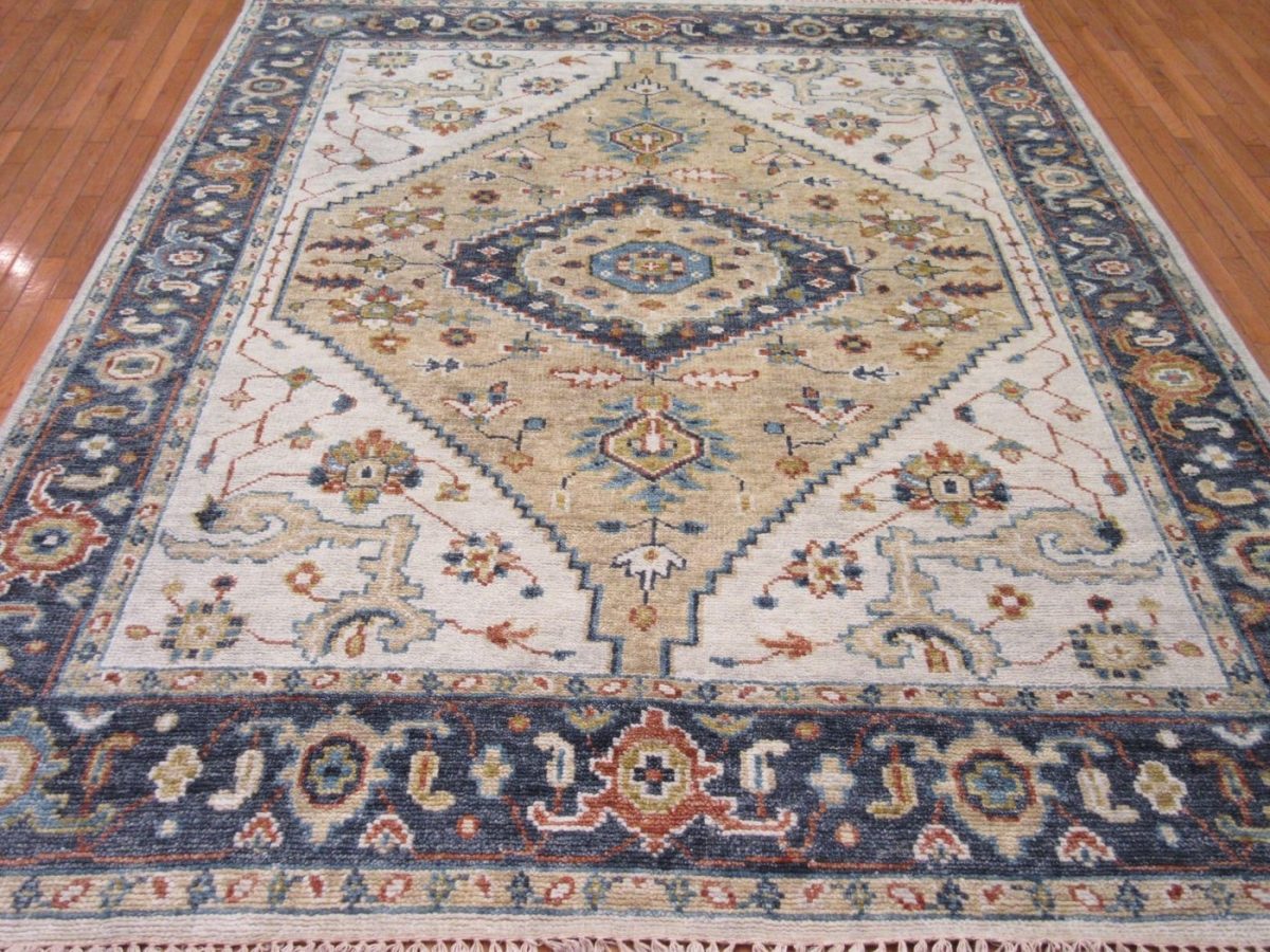 8′ x 10′ Indian Gold Ziegler Rug – Hand-Knotted Wool