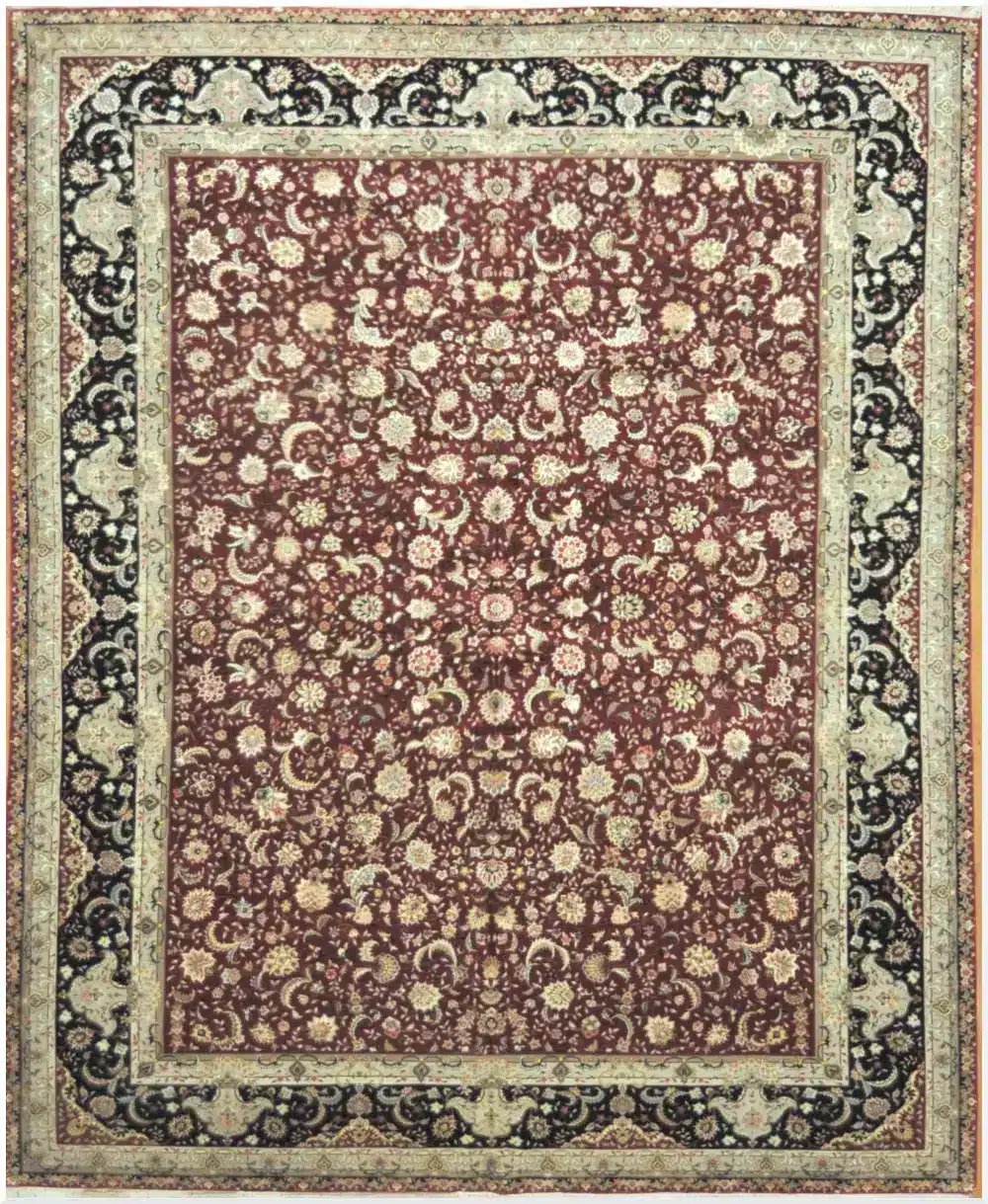 12′ x 16′ Chinese Red Tabriz Rug – Hand-Knotted Wool & Silk 12′ x 16′ Chinese Red Tabriz Rug – Hand-Knotted Wool & Silk