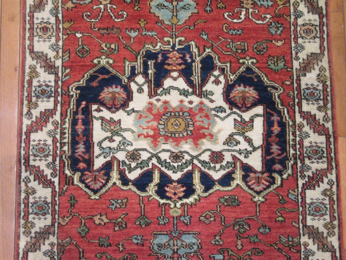 3′ x 21′ Indian Red Heriz Runner Rug – Hand-Knotted Wool - 2 3′ x 21′ Indian Red Heriz Runner Rug – Hand-Knotted Wool