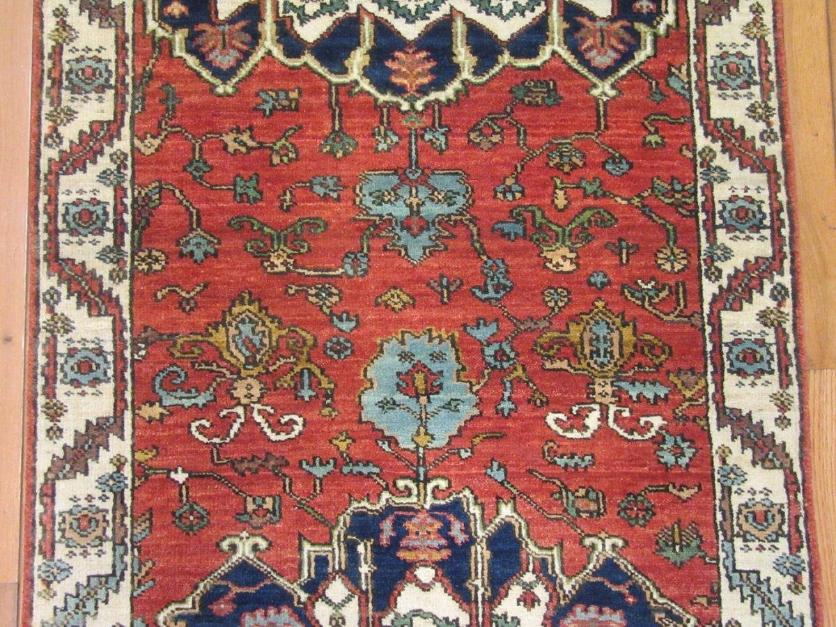 3′ x 21′ Indian Red Heriz Runner Rug – Hand-Knotted Wool - 3 3′ x 21′ Indian Red Heriz Runner Rug – Hand-Knotted Wool