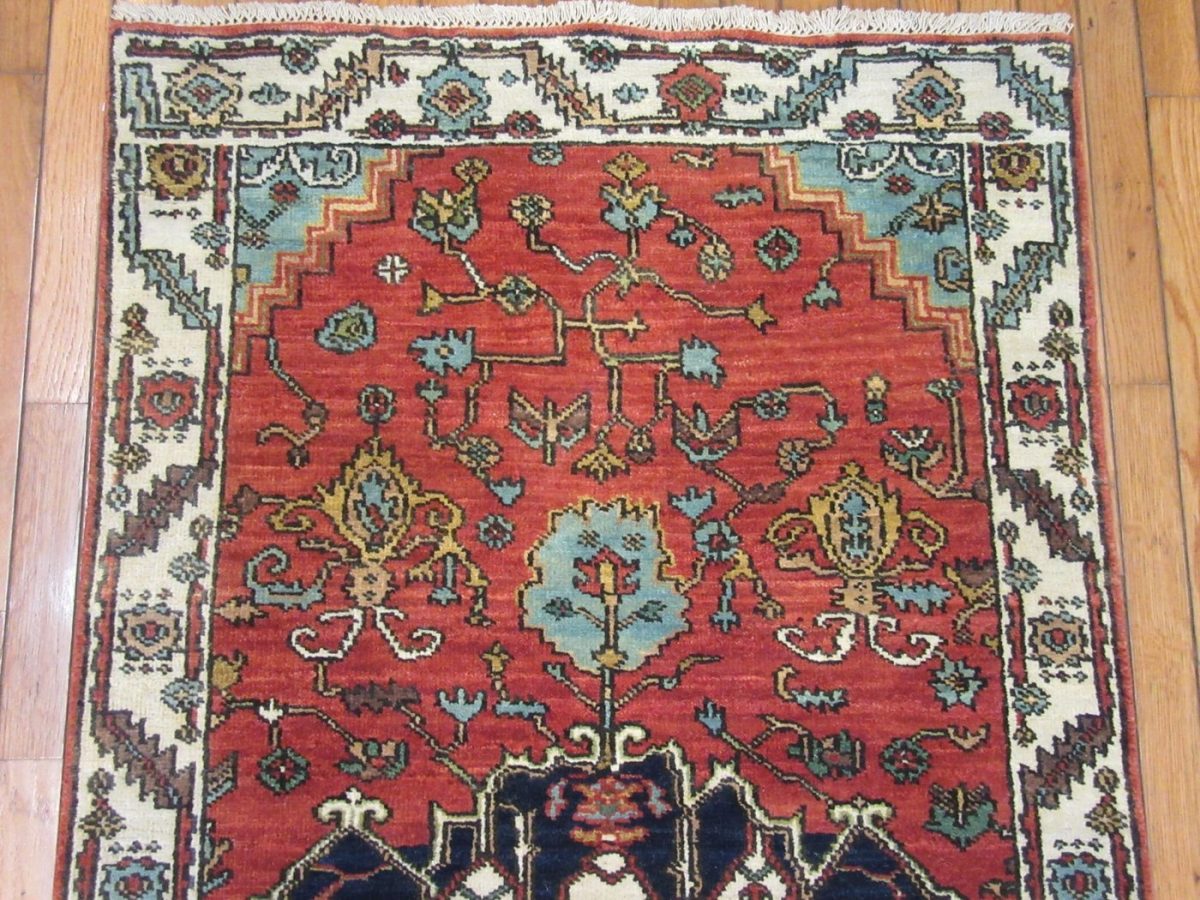 3′ x 21′ Indian Red Heriz Runner Rug – Hand-Knotted Wool - 4 3′ x 21′ Indian Red Heriz Runner Rug – Hand-Knotted Wool