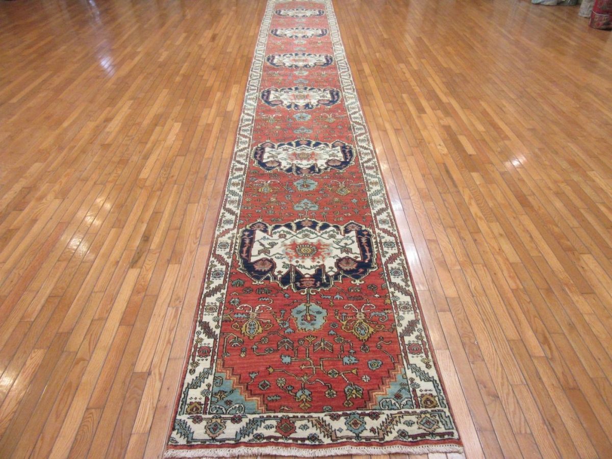 3′ x 21′ Indian Red Heriz Runner Rug – Hand-Knotted Wool - 7 3′ x 21′ Indian Red Heriz Runner Rug – Hand-Knotted Wool