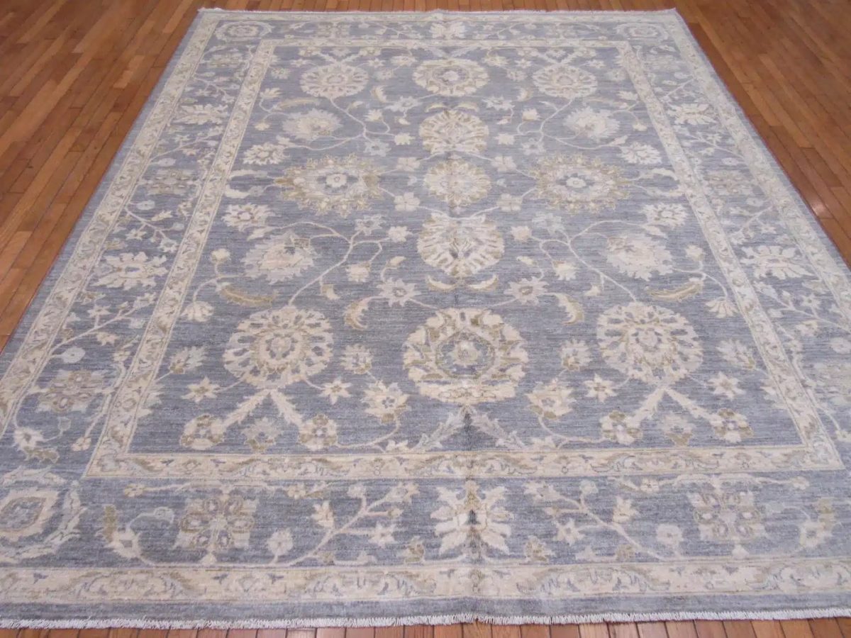 8′ x 10′ Pakistani Blue Oushak Rug – Hand-Knotted Wool