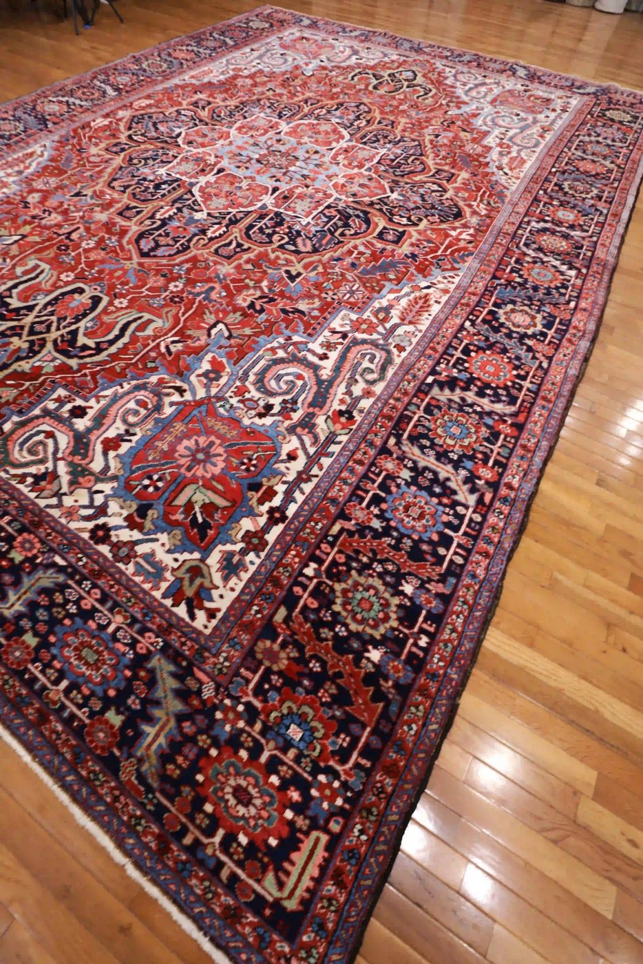 12′ x 17′ Red Fine Hand-Knotted Persian Heriz Rug – Traditional Wool - 2 12′ x 17′ Red Fine Hand-Knotted Persian Heriz Rug – Traditional Wool