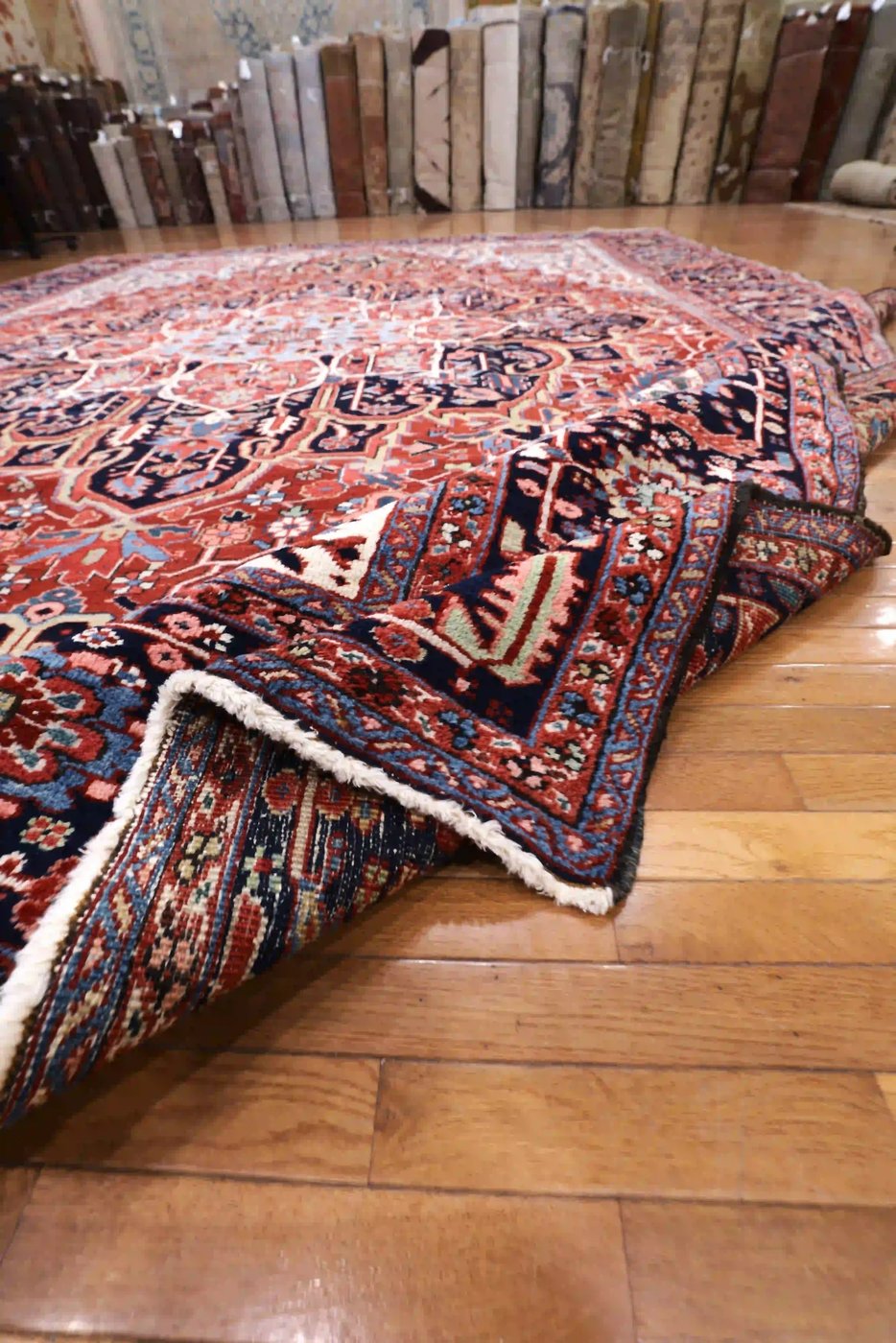 12′ x 17′ Red Fine Hand-Knotted Persian Heriz Rug – Traditional Wool - 4 12′ x 17′ Red Fine Hand-Knotted Persian Heriz Rug – Traditional Wool