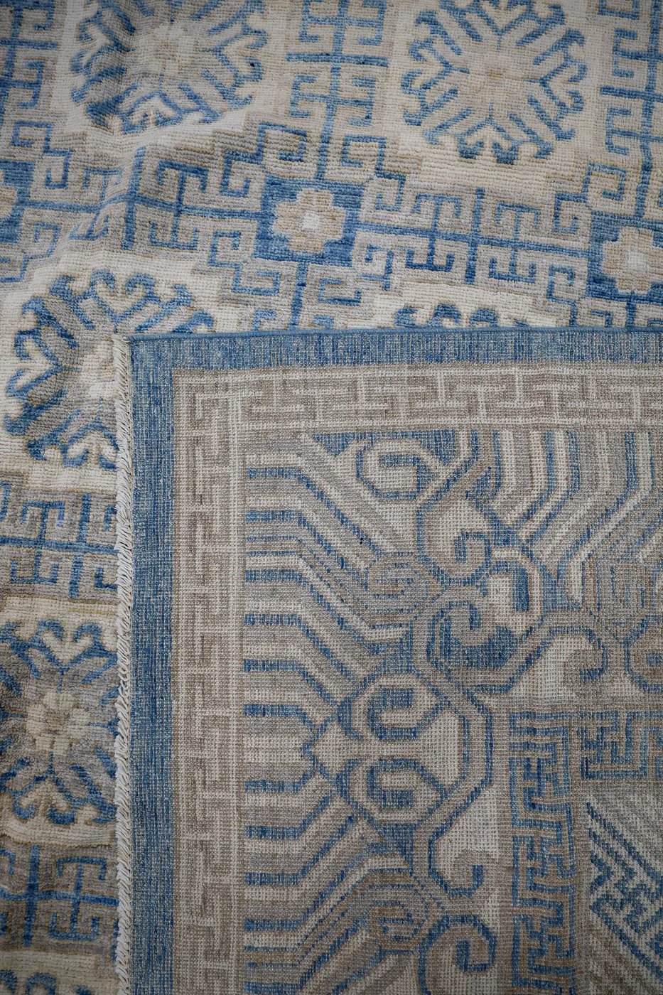 13′ x 18′ Pale Blue Fine Hand-Knotted Pakistani Khotan Rug – Transitional Wool