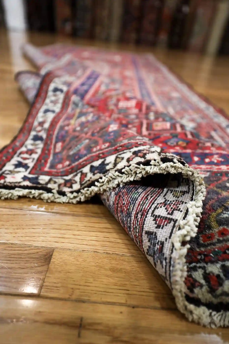 4′ x 11′ Red Fine Hand-Knotted Persian Karajeh Rug – Traditional Runner Wool