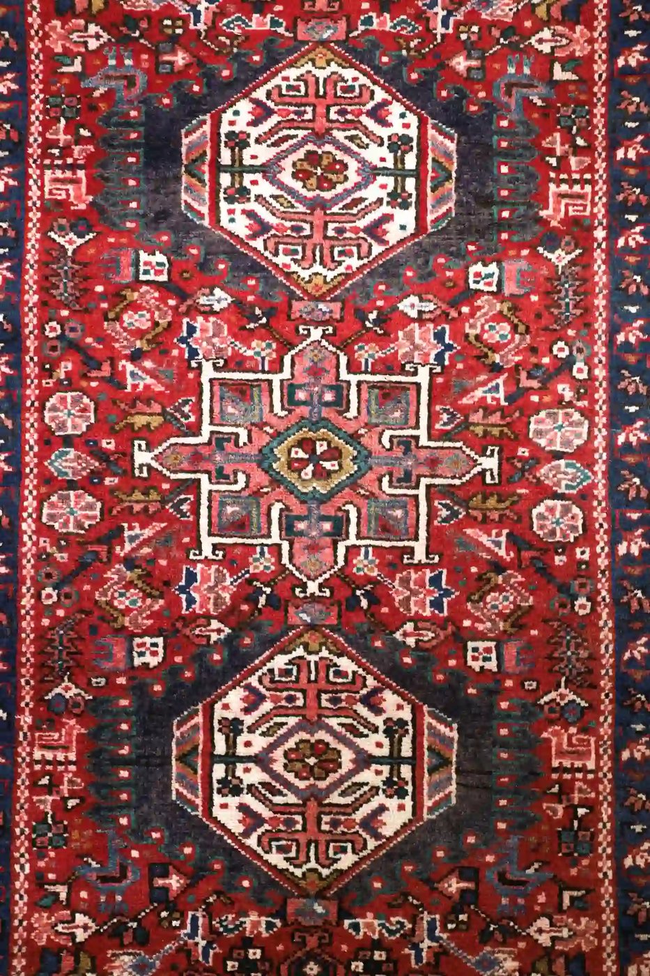 4′ x 11′ Red Fine Hand-Knotted Persian Karajeh Rug – Traditional Runner Wool