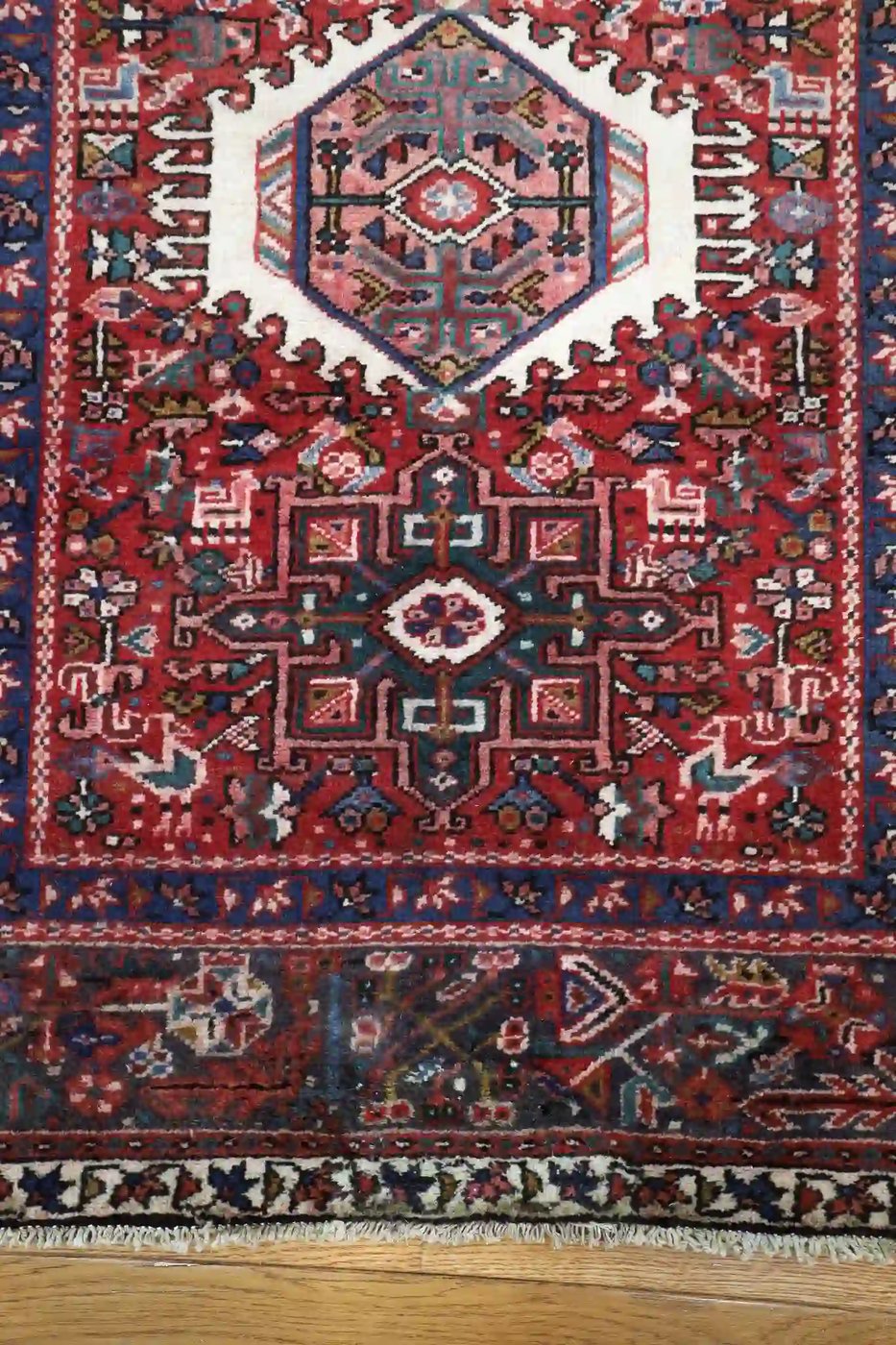 4′ x 11′ Red Fine Hand-Knotted Persian Karajeh Rug – Traditional Runner Wool