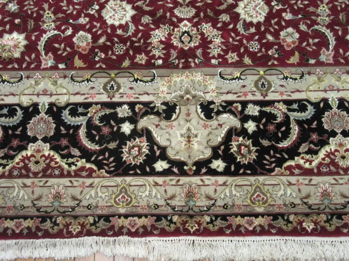 12′ x 16′ Chinese Red Tabriz Rug – Hand-Knotted Wool & Silk - 3 12′ x 16′ Chinese Red Tabriz Rug – Hand-Knotted Wool & Silk