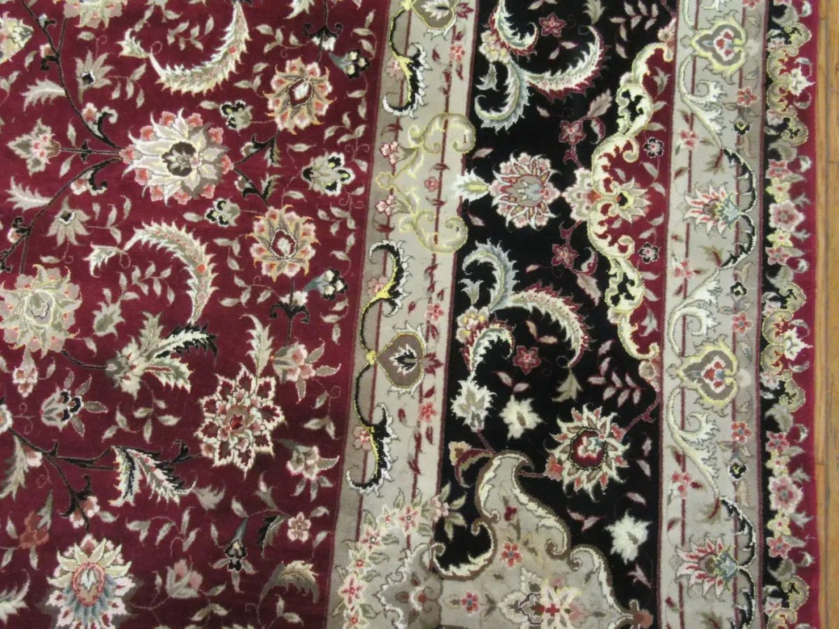 12′ x 16′ Chinese Red Tabriz Rug – Hand-Knotted Wool & Silk - 6 12′ x 16′ Chinese Red Tabriz Rug – Hand-Knotted Wool & Silk