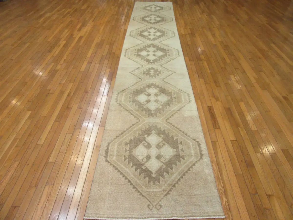 3′ x 17′ Turkish Beige Anatolian Runner Rug – Hand-Knotted Wool