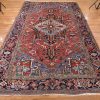 7′ x 11′ Red Fine Hand-Knotted Persian Heriz Rug – Traditional Wool