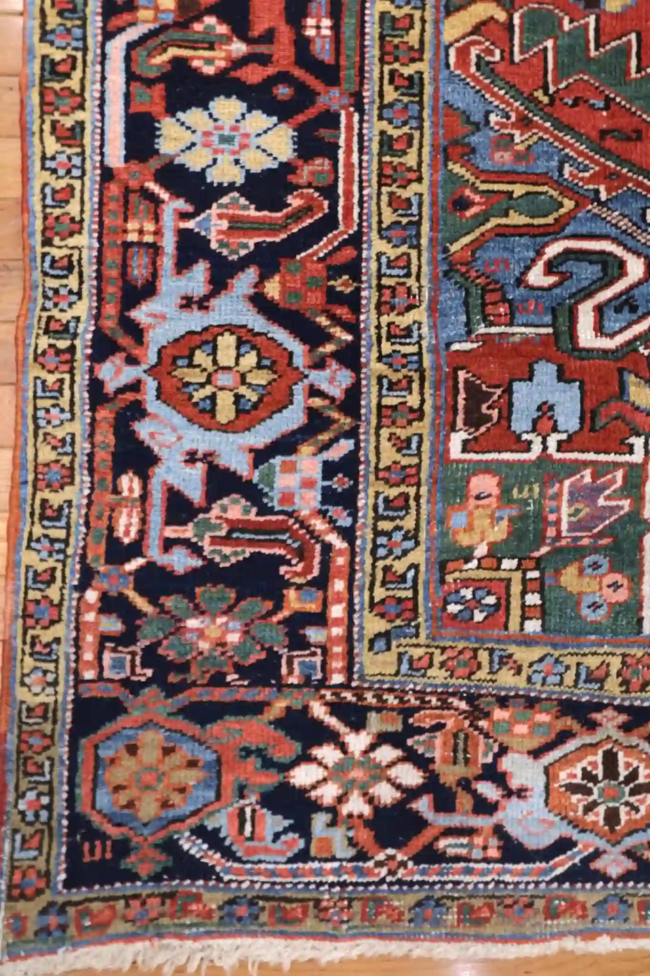 7′ x 11′ Red Fine Hand-Knotted Persian Heriz Rug – Traditional Wool