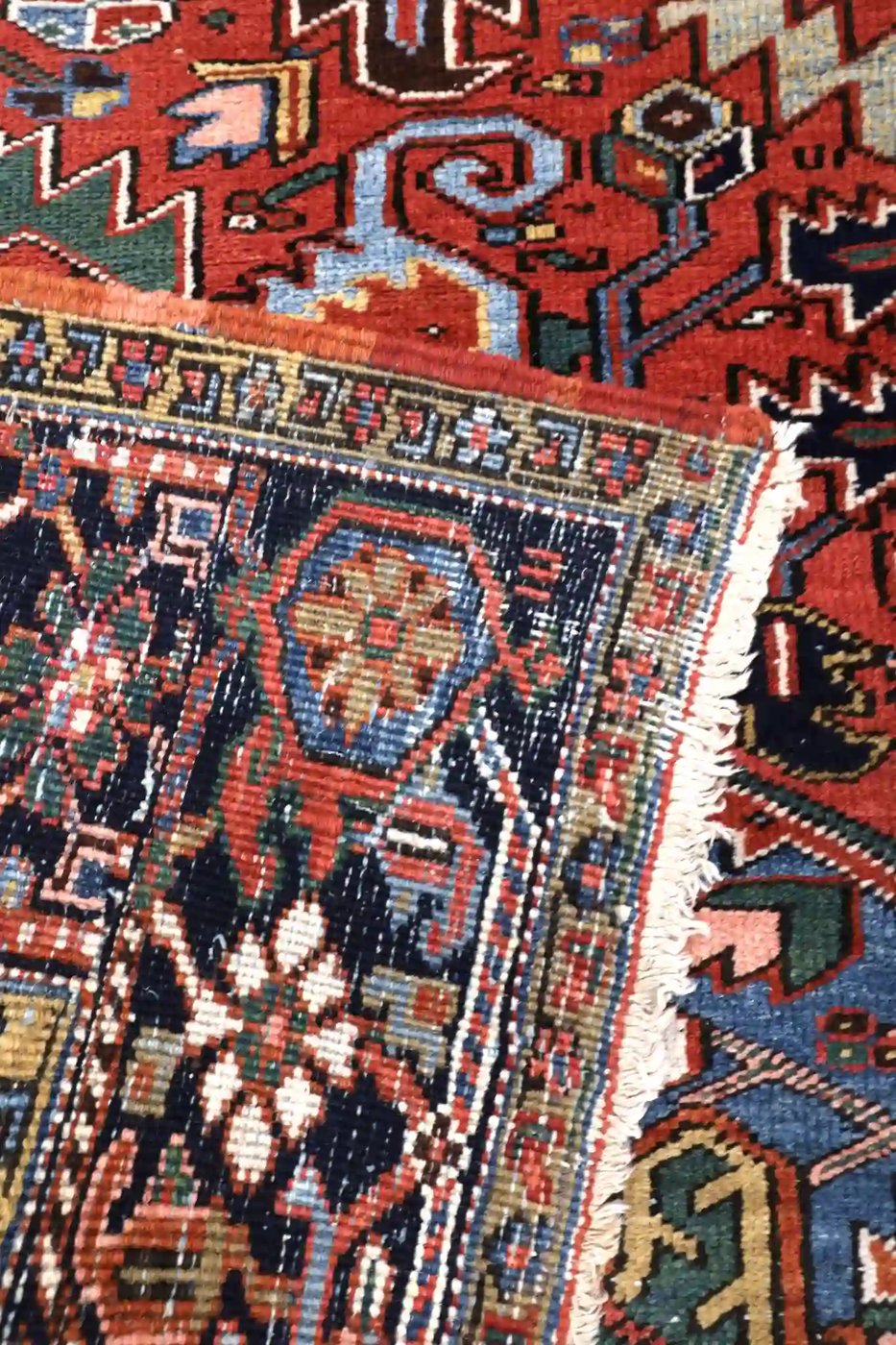 7′ x 11′ Red Fine Hand-Knotted Persian Heriz Rug – Traditional Wool