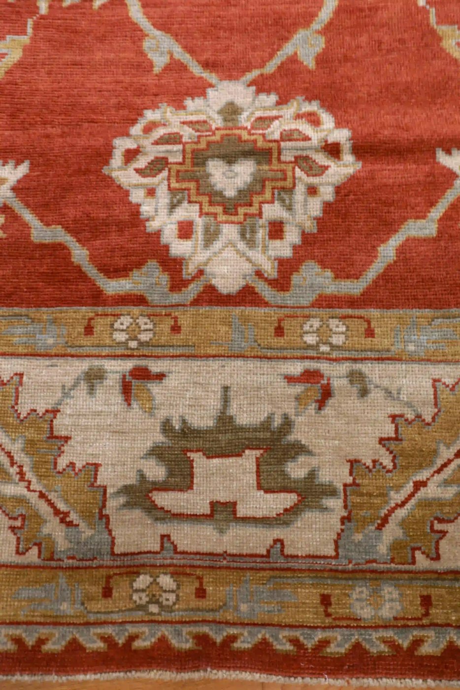 12′ x 13′ Red Fine Hand-Knotted Turkish Oushak Rug – Traditional Wool